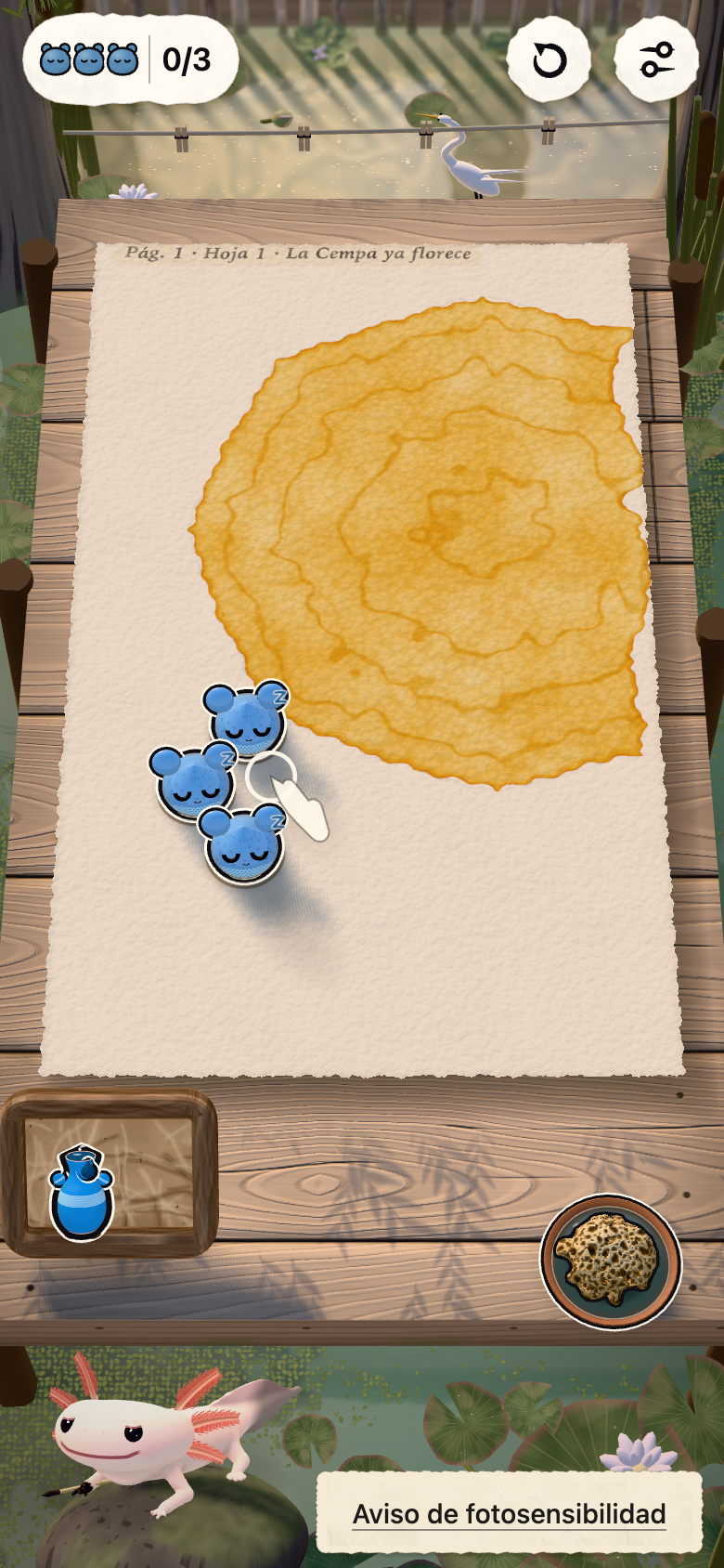 Jugando con los dedos sobre la pantalla